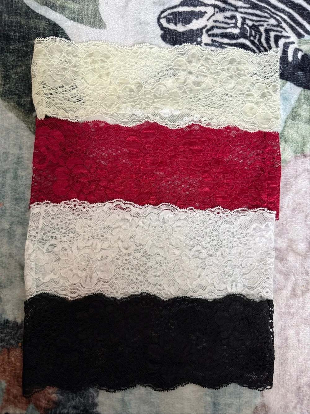 Lace Bandeau Set - Ivory, Burgundy, White, Black